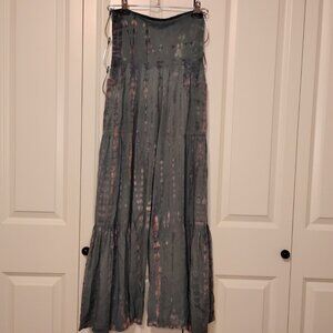Cienna Women's Greyish Multi Tie-Dye Laura Elastic Waist Flare Pants Size S